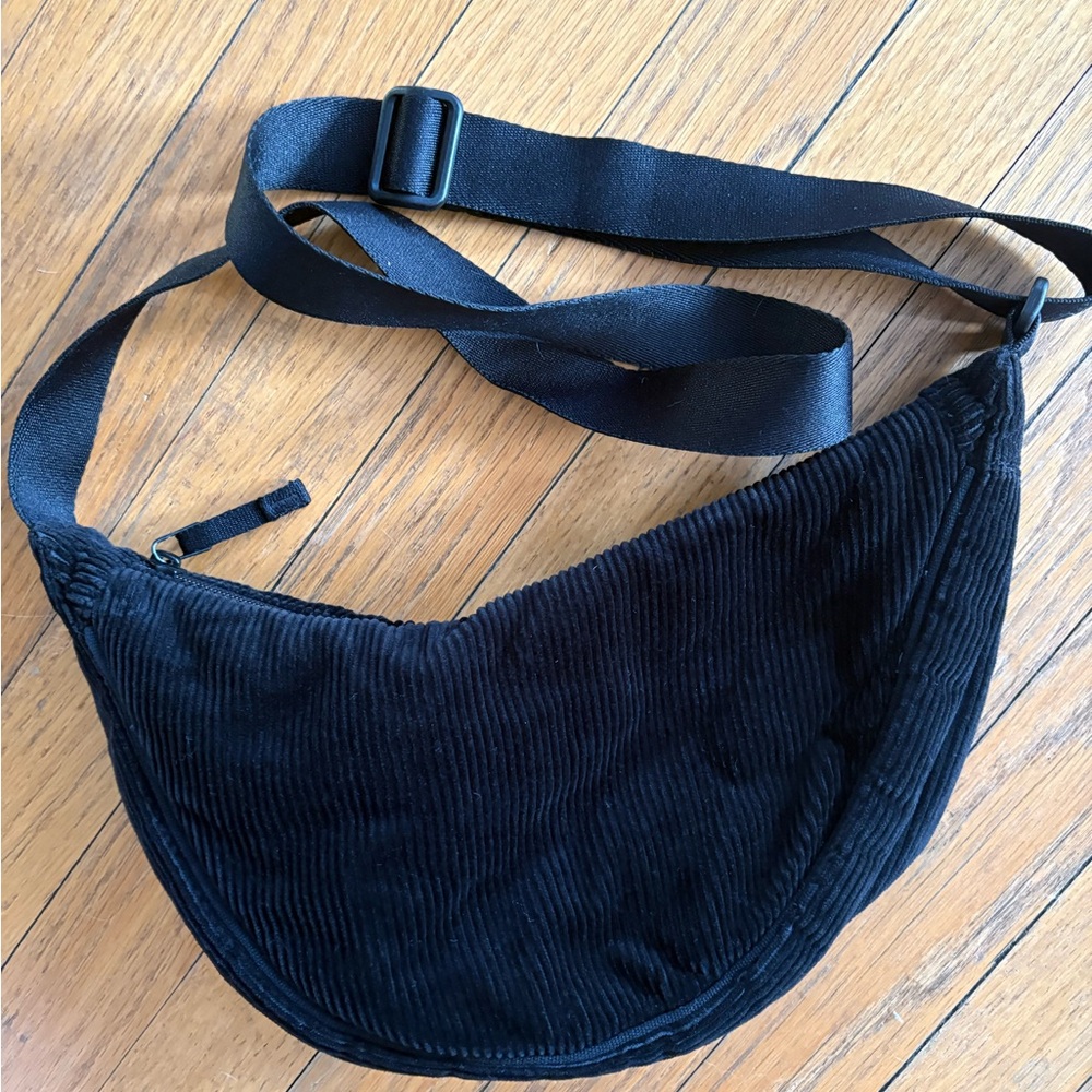 Uniqlo Black Corduroy Crescent Bag